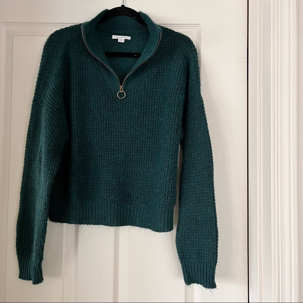 American Eagle O Ring Zip Sweater